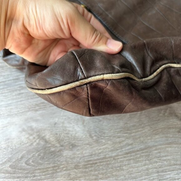 Misses Pick Croc Embossed Leather Shoulder Bag Made in Spain - Picture 14 of 16